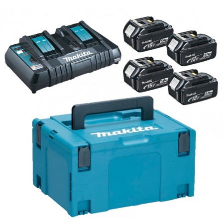 Makita 197626-8 akumulator 4xBL1850B + DC18RD + podwójna ładowarka Makpac 3