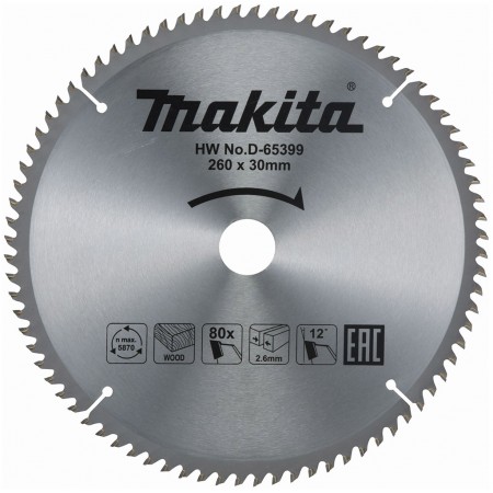 Makita D-65399 Tarcza tnąca 260 mm x 30 mm 80Z