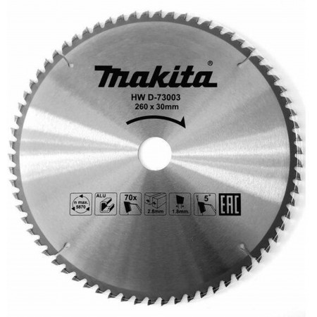 Makita D-73003 Tarcza pilarska do aluminium 260x30x70T TCT