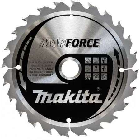 Makita B-32203 Makforce Tarcza pilarska do drewna 160 × 2,4 × 20 mm, 24Z