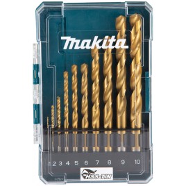 Makita D-72849 Wiertła do metalu HSS-TiN, zestaw 10 szt