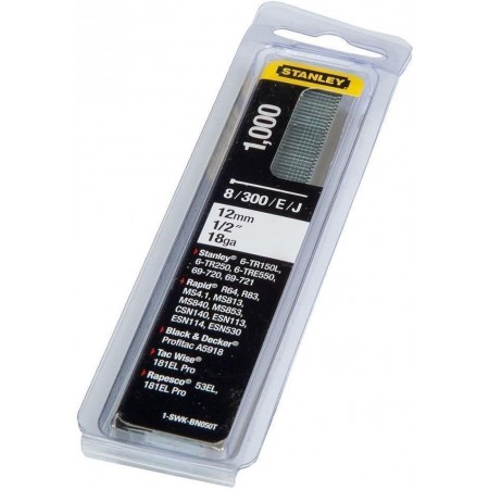 Stanley 1-SWK-BN050T 12 mm/1/2"/18 Gwoździe do zszywacza, 8/300/E/J, 1000 szt. Stanley 1-SWK-BN050T 12 mm/1/2"/18 Gwoździe do zszywacza, 8/300/E/J, 1000 szt.