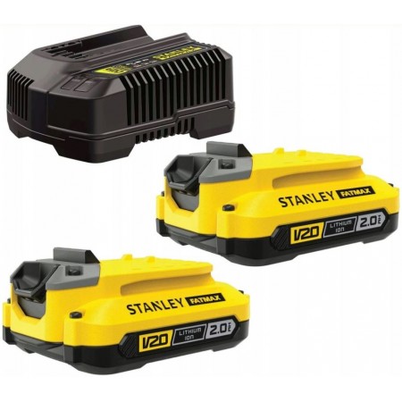 Stanley SFMCB12D2 FatMax Zestaw startowy z bateriami i ładowarką V20 2x2,0Ah