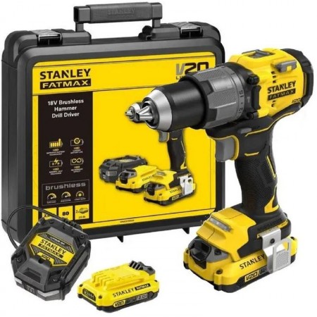 Stanley SFMCD725D2K FatMax V20 Bezszczotkowa wiertarko-wkrętarka (80Nm/18V/2x2,0Ah)