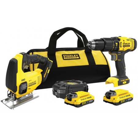 Stanley SFMCK212D2S FatMax V20 Wiertarko-wkrętarka i wyrzynarka (18V/2x2,0Ah), torba