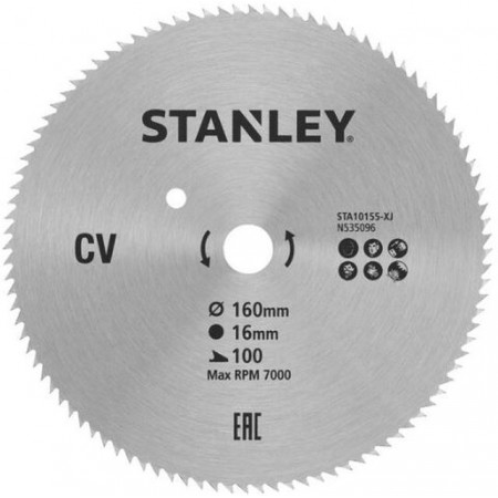 Stanley STA10155 Tarcza pilarska 160x16mm, 100 zębów