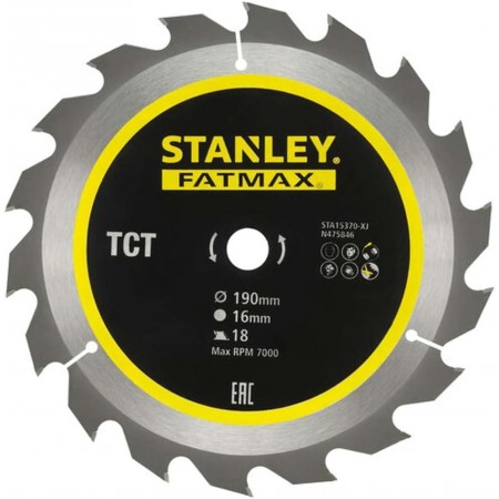 Stanley STA15370 Tarcza do cięcia drewna 190x16mm, 18 zębów Stanley STA15370 Tarcza do cięcia drewna 190x16mm, 18 zębów