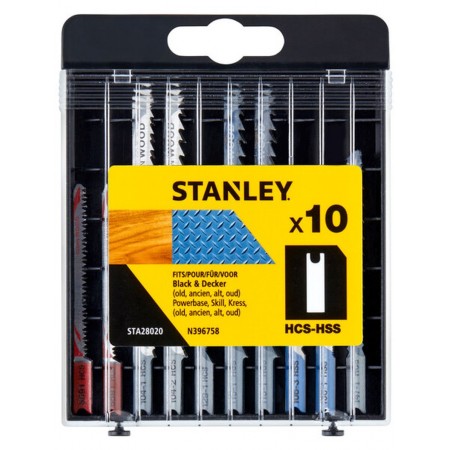 Stanley STA28020 Brzeszczoty do wyrzynarki HCS-HSS typu U do drewna i metalu, 10 sztuk Stanley STA28020 Brzeszczoty do wyrzynarki HCS-HSS typu U do drewna i metalu, 10 sztuk