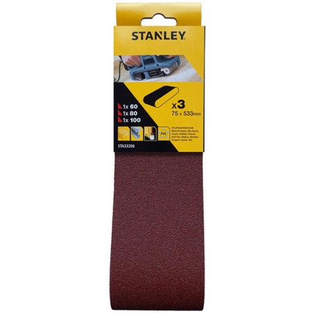 Stanley STA33206 Pasy ścierne 75x533mm, 1x P60, 1x P80, 1x P100, 3 sztuki Stanley STA33206 Pasy ścierne 75x533mm, 1x P60, 1x P80, 1x P100, 3 sztuki