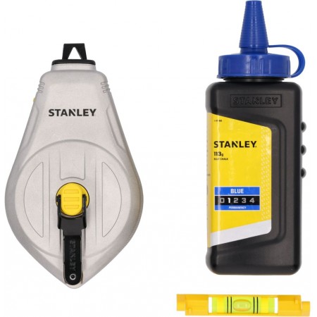 Stanley STHT47111-0 Aluminiowy sznur traserski 30m z niebieską kredą i poziomicą Stanley STHT47111-0 Aluminiowy sznur traserski 30m z niebieską kredą i poziomicą