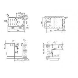 TEKA Zeno 45 B-TG Zlewozmywak z tegranitu, 860 x 500 mm, topaz, 00088526