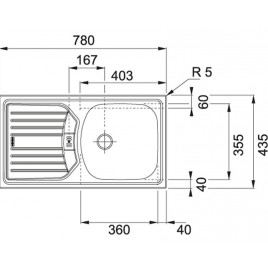 Franke ETN 614 NOVA 6/4 "78x43, zlew ze stali nierdzewnej (z korkiem) 101,0363,37