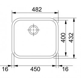 Franke Galassia GAX 110-45, 482x432mm, zlewozmywak, Stal szlachetna 122.0021.440