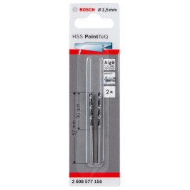 BOSCH Wiertło spiralne HSS PointTeQ 2,5 x 30 mm, 2 szt 2608577156