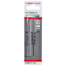 BOSCH Wiertło spiralne HSS PointTeQ 2,6 x 30 mm, 2 szt 2608577157