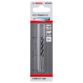 BOSCH Wiertło spiralne HSS PointTeQ 3,0 x 33 mm, 2 szt 2608577158