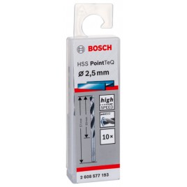 BOSCH HSS PointTeQ Wiertło do metalu walcowe 2,5 x 30 mm 10szt. 2608577193