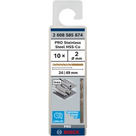BOSCH Wiertło PRO Stainless Steel HSS-Co, 2 × 24 × 49 mm, 10 szt. 2608585874