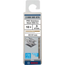 BOSCH Wiertło PRO Stainless Steel HSS-Co, 3 × 33 × 61 mm, 10 szt. 2608585876