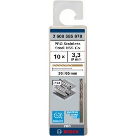 BOSCH Wiertło PRO Stainless Steel HSS-Co, 3.3 × 36 × 65 mm, 10 szt. 26085858