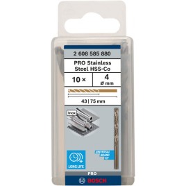 BOSCH Wiertło PRO Stainless Steel HSS-Co, 4 × 43 × 75 mm, 10 szt. 2608585880