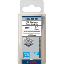 BOSCH Wiertło PRO Stainless Steel HSS-Co, 4.1 × 43 × 75 mm, 10 szt. 26085858