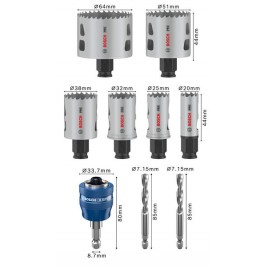 BOSCH Zestaw pił otwornic PRO Multi Material PC Plus, 9 szt. 2608594435