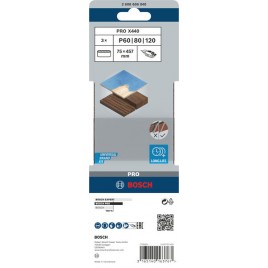 BOSCH Pas ścierny PRO X440 Sanding Belt, 75 x 457 mm, G60, G80, G100, 3 szt 2608606040