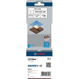 BOSCH Pas ścierny PRO X440 Sanding Belt, 75 x 508 mm, G60, G80, G100, 3 szt 2608606068