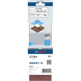 BOSCH Pas ścierny PRO X440 Sanding Belt, 75 x 533 mm, G60, G80, G100, 3 szt 2608606078