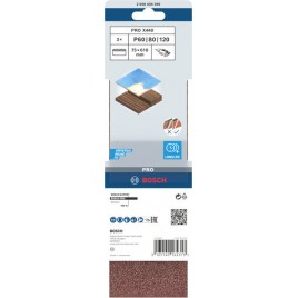 BOSCH Pas ścierny PRO X440 Sanding Belt, 75 x 610 mm, G60, G80, G100, 3 szt 2608606095