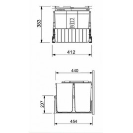 Franke Sorter 300-45 Trio, 2 x 10 l + 22 l 121.0150.145