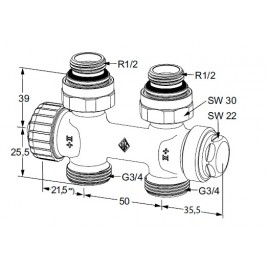 HEIMEIER Multilux Rp 1/2 Zawór termostatyczny prosty 3850-02.000