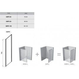 RAVAK SMARTLINE SMPS-90 R ścianka prysznicowa stała, chrom + transparent 9SP70A00Z1