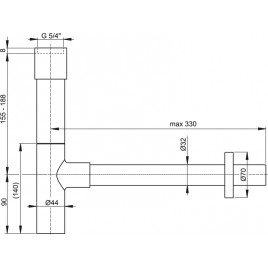 ALCAPLAST Syfon umywalkowy O32 DESIGN metalowy, masywny A402