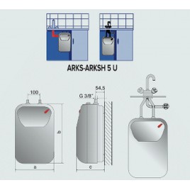 ARISTON ARKSH 5 U Podgrzewacz pojemnościowy podumywalkowy 2kW, 5l 3100659