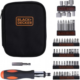 Black & Decker A7104 Zestaw bitów i nasadek (56ks) z wkrętakiem zapadkowym