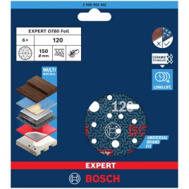 BOSCH Krążek ścierny EXPERT O780 Foil, 150 mm, G120 2608902442
