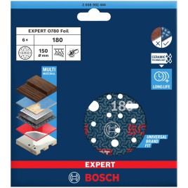 BOSCH Krążek ścierny EXPERT O780 Foil, 150 mm, G180 2608902444