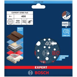 BOSCH Krążek ścierny EXPERT O780 Foil, 150 mm, G400 2608902447