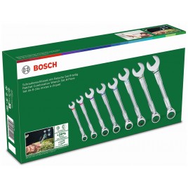 BOSCH 8-częściowy zestaw kluczy płasko-oczkowych z grzechotką 1600A027PS