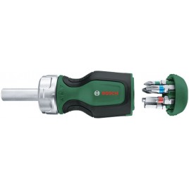 BOSCH Wkrętak z grzechotką, krótką rękojeścią i 6 końcówkami wkręcającymi 1600A032UY