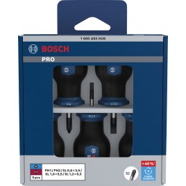 Bosch PRO Zestaw wkrętaków PH/SL z krótką rękojeścią, 5 szt. 1600A03HU6