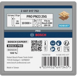BOSCH Sztyft PRO PN23 G, 0,65/23 g, ocynkowany, 25 mm, 10 000 szt. 2607017752