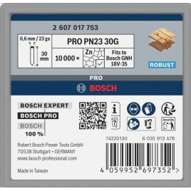 BOSCH Sztyft PRO PN23 G, 0,65/23 g, ocynkowany, 30 mm, 10 000 szt. 2607017753