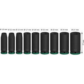 BOSCH Zestaw nasadek PRO Impact Socket Set, 1/2", głębokie, 9 szt. 2608003040