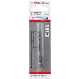BOSCH Wiertło spiralne HSS 2,5 mm, z chwytem sześciokątnym 2608577047