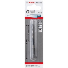 BOSCH Wiertło spiralne HSS 3,2 mm, z chwytem sześciokątnym 2608577049