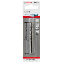 BOSCH Wiertła do metalu HSS-G, DIN 338, 4 x 43 x 75 mm 2608585916