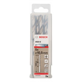 BOSCH Wiertła do metalu HSS-G, DIN 338, 10,5 x 87 x 133 mm 2608595078